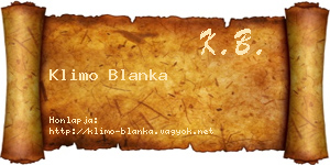 Klimo Blanka névjegykártya